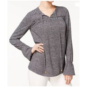MICHAEL MICHAEL KORS TIE NECK BELL SLEEVE TOP